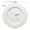 White with Gold Rim Round Blossom Disposable Plastic Dinner Plates - 10.25" (120 Plates)